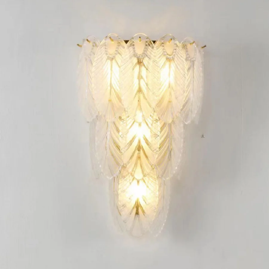 

Nordic Creative Led Feather Glass Wall Lamp for Home Bedroom Bedside Living Room Background Wall Lights Staircase Aisle Lighting