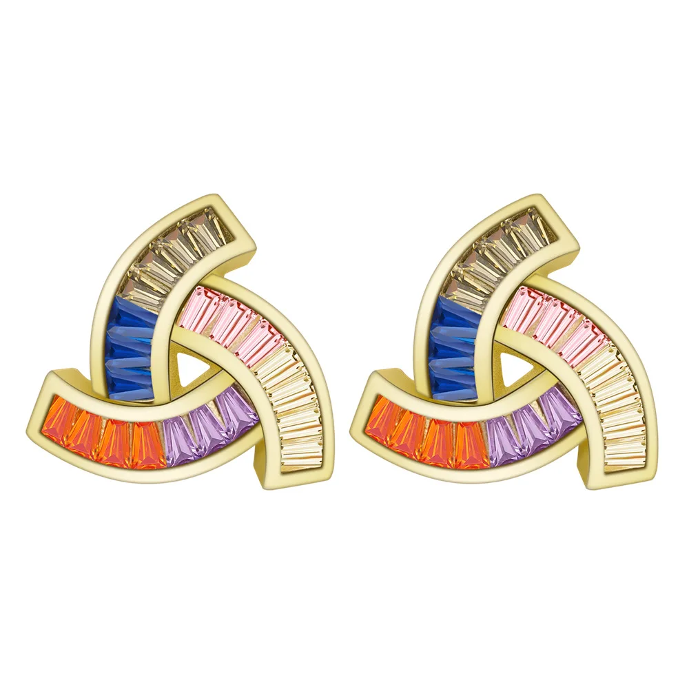 Lokkei Jewelry 100% 925 пробы серебряные вращающиеся треугольные цветные серьги