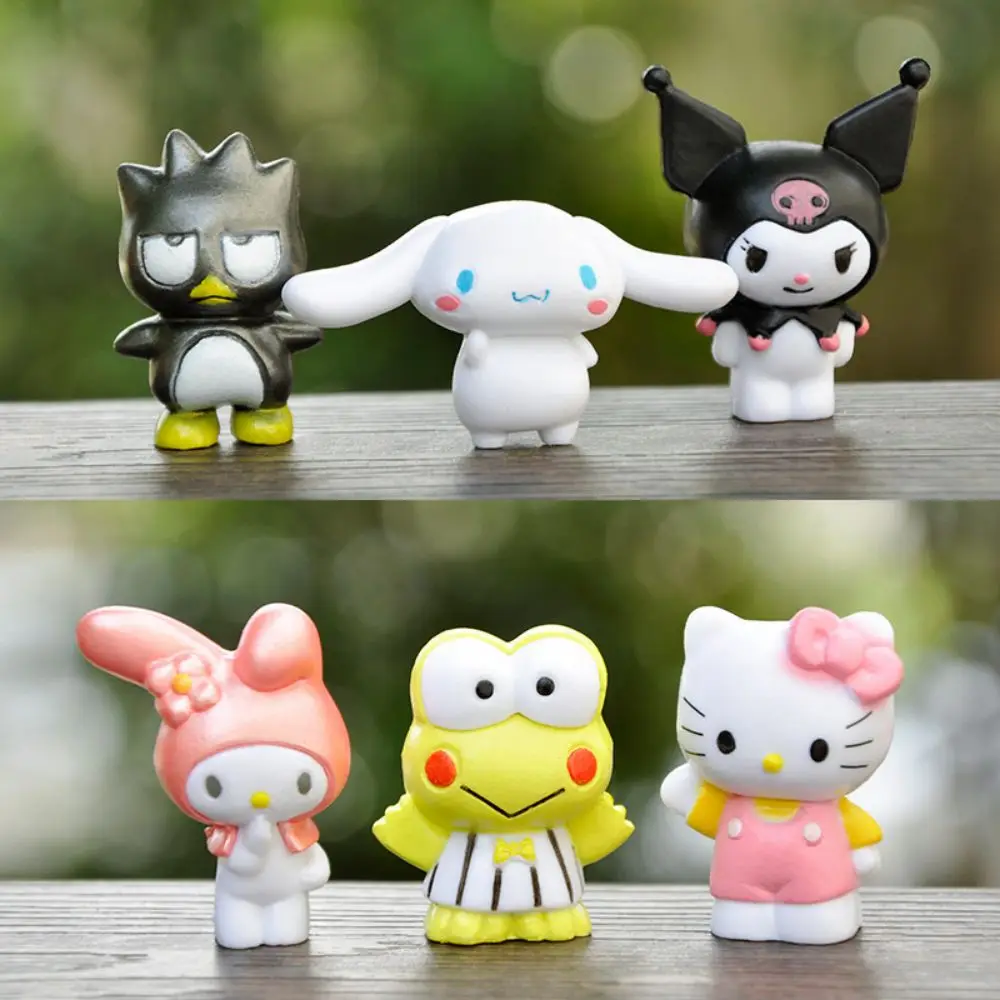 

6Pcs/Set Kawaii Sanrio Cute Cartoon Dolls Anime Figures My Melody Kuromi Cinnamoroll Decorative Ornament Christmas Holiday Gifts