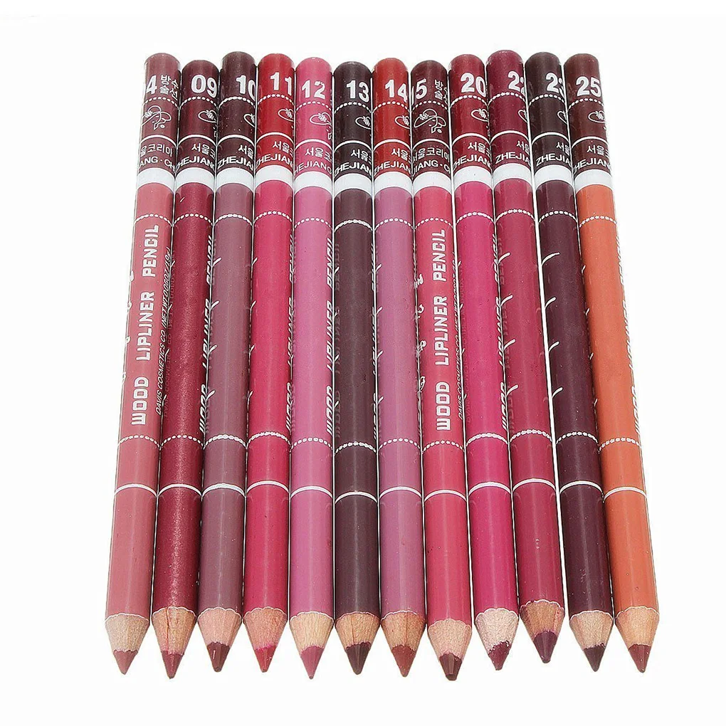 Pack of 12 Lip Liner Pencil DIY Makeup Contour Eyeliner Pen Smooth Make Up Natural Color Pocket Woman Cosmetics 