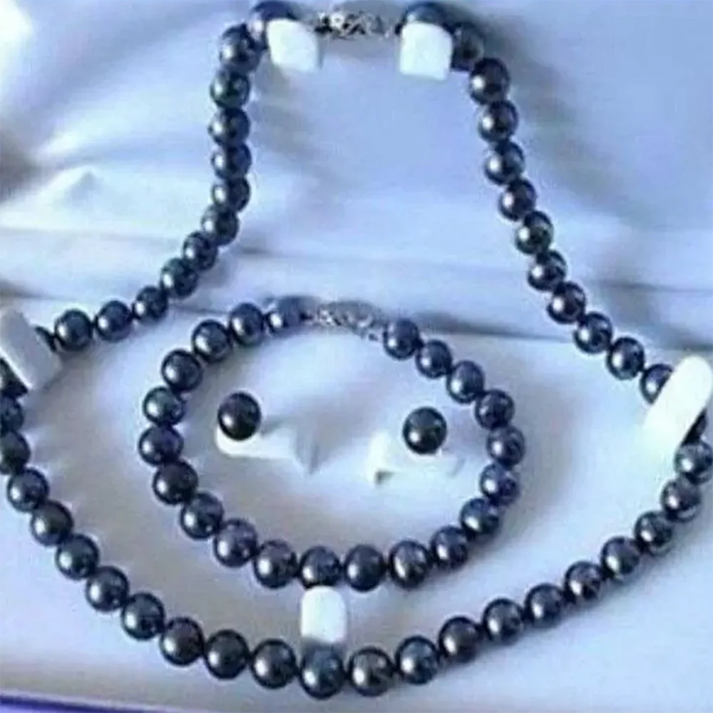ГОРЯЧАЯ распродажа новый стиль настоящий 8-9 мм южное море AAA черный браслет с
