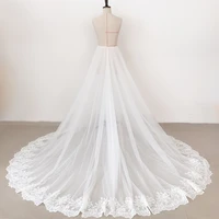 bridal slip skirts detachable train tulle bridal petticoats for wedding dress elegant underskirt lace edge floral
