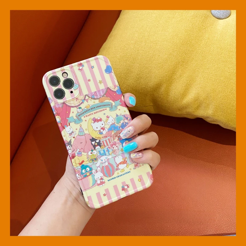 

Kawaii Pink Hello Kitty Cartoon Silicone Phone Case for iPhone 11 12 13 Pro Max Mini X XR 7 8 plus Anti-Fall Girl Phone Cover