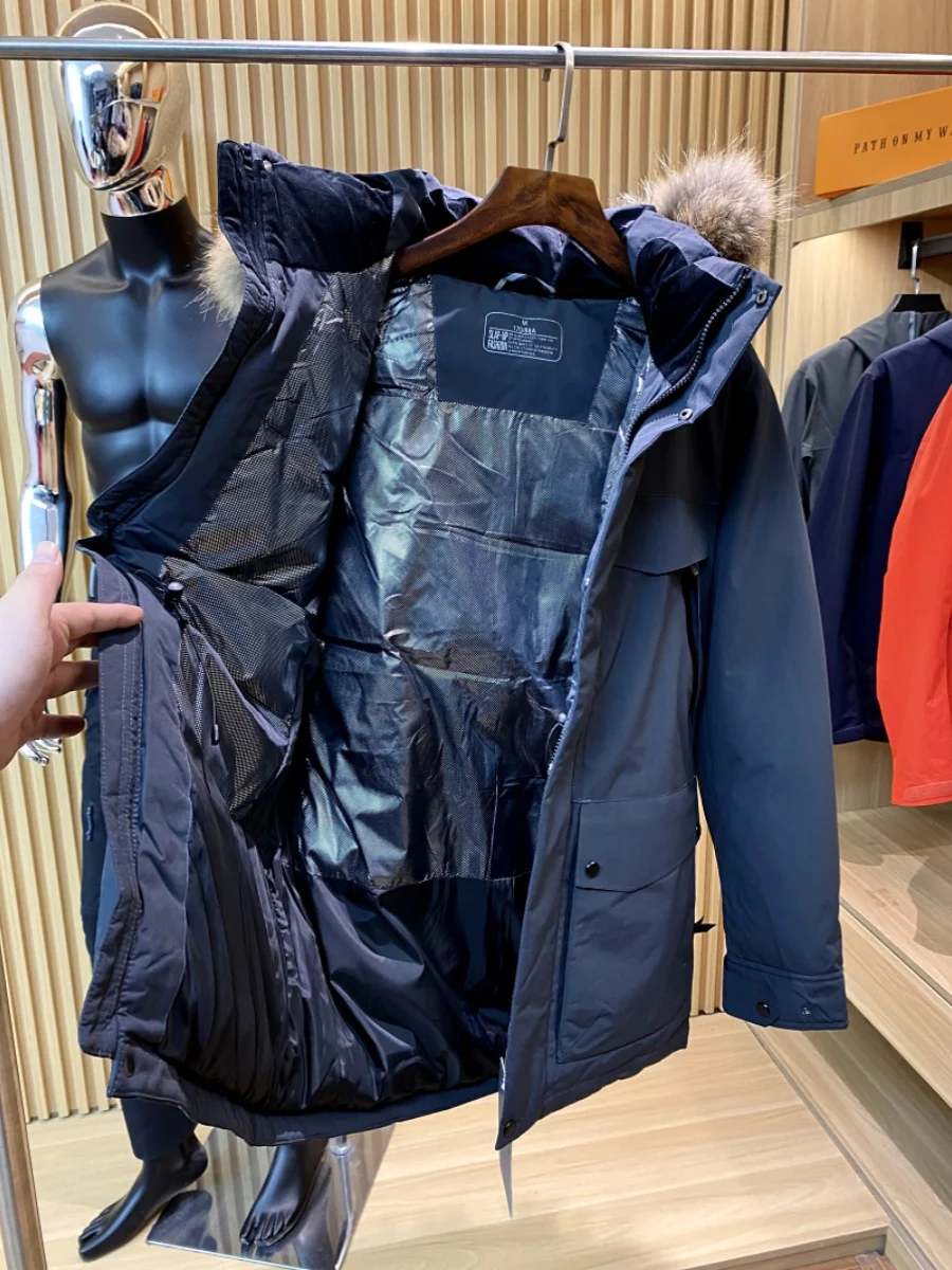 Top Cattle Goods! Genuine Fur Collar! Outdoor Bird Heat Reflective Waterproof Windproof Mid-Length Parker Down jacket