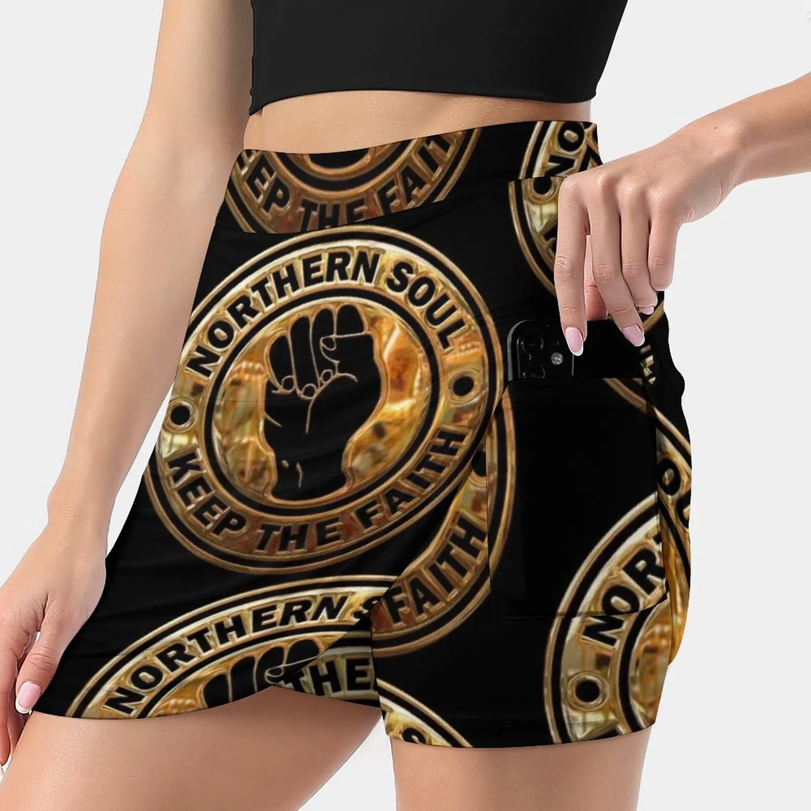 

Юбка женская спортивная с карманами, золотистая и черная, 4Xl