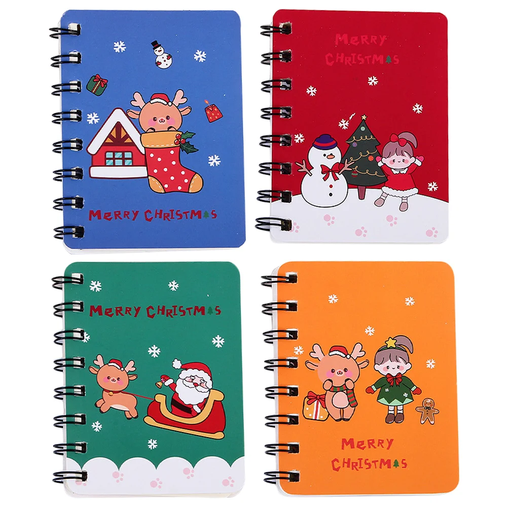 

4 Pcs Small Spiral Notebook Notebooks Christmas Pad Journal Notebooks Mini Coil Memo Student