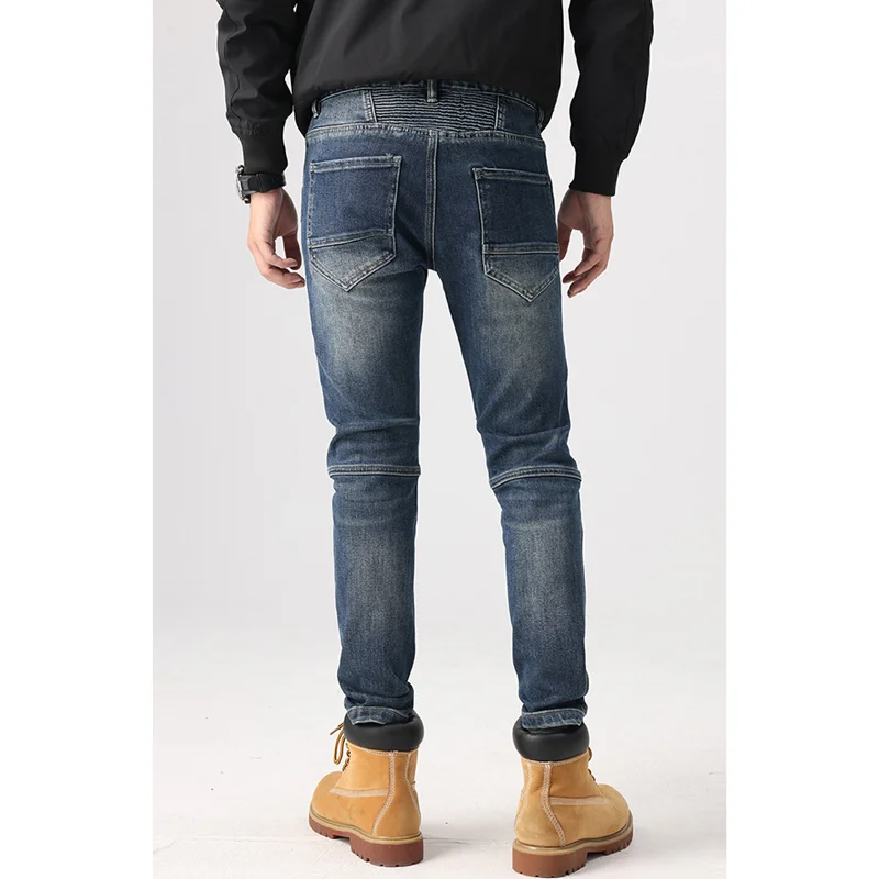 2022 Streetwear Men Autumn and Winter New Pattern Self-cultivation Elastic Force Blue Pencil Pants Recreational Jeans Female