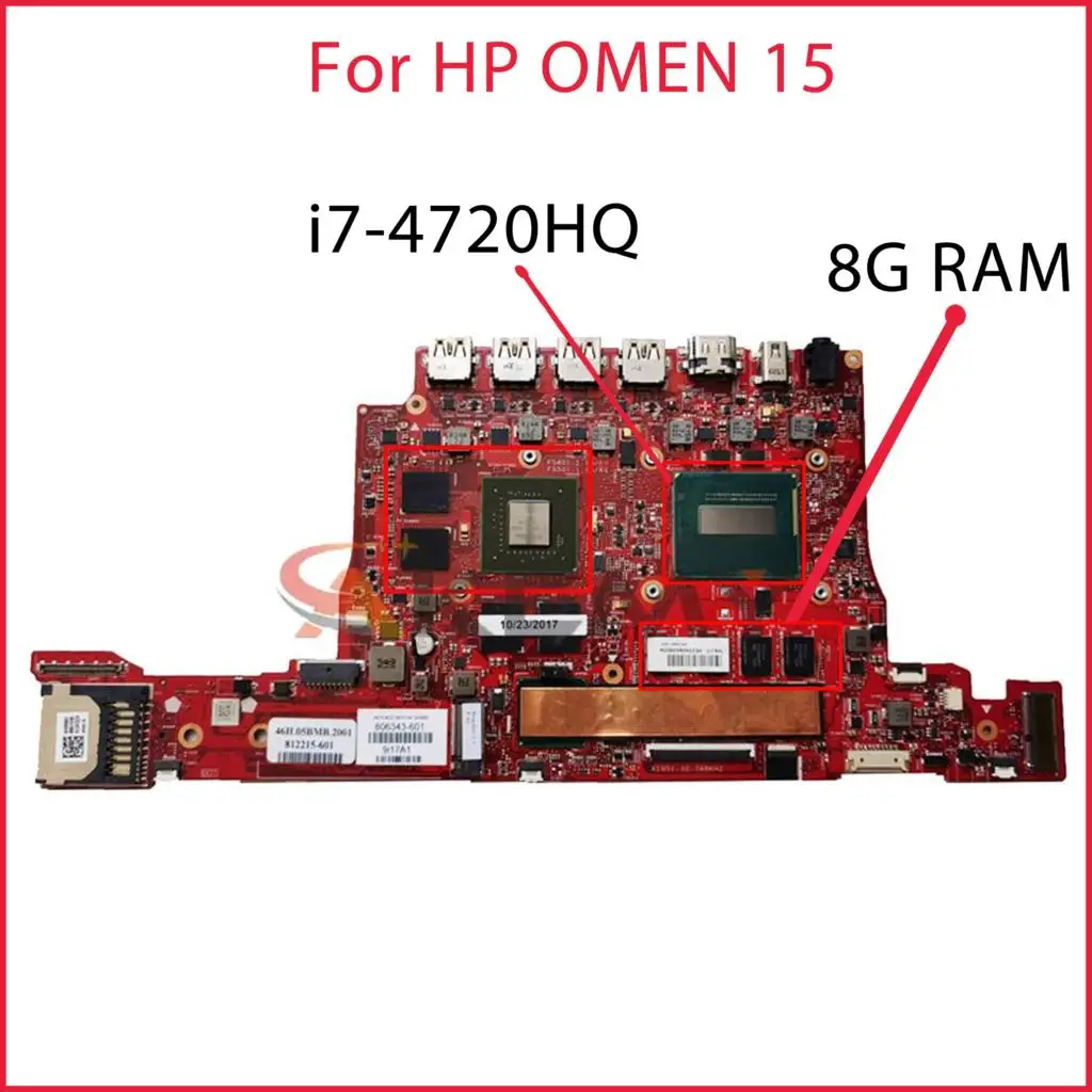 

Материнская плата 806344-601 для ноутбука HP OMEN 15, материнская плата REACHER MB 14212-2 W/ i7-4720HQ 8GB RAM 806344-001, протестирована