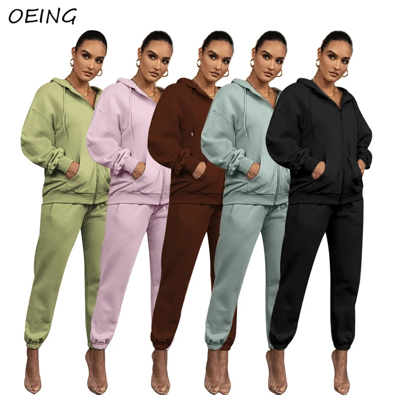 

Autumn Exercise 2 Piece Sets Zip Up Hoodie and Pants Sport Tracksuits