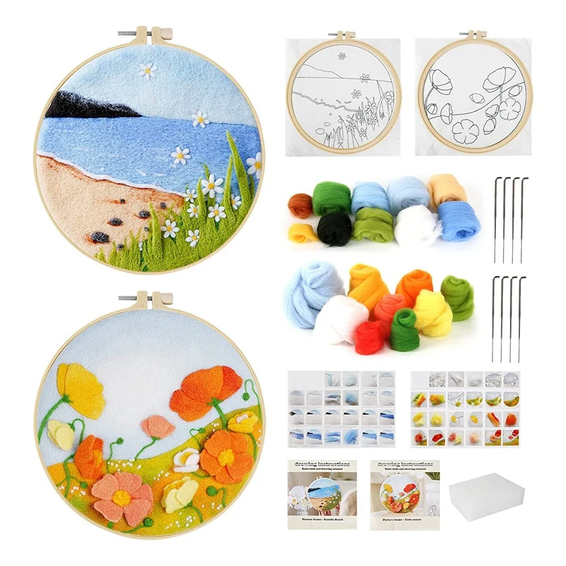 

Наборы для фетра с 2 иглами, стартовый набор для фетра с иглами, товары для шерстяного фетра с инструкциями, прокладки для фетра с иглами, иглы для фетра