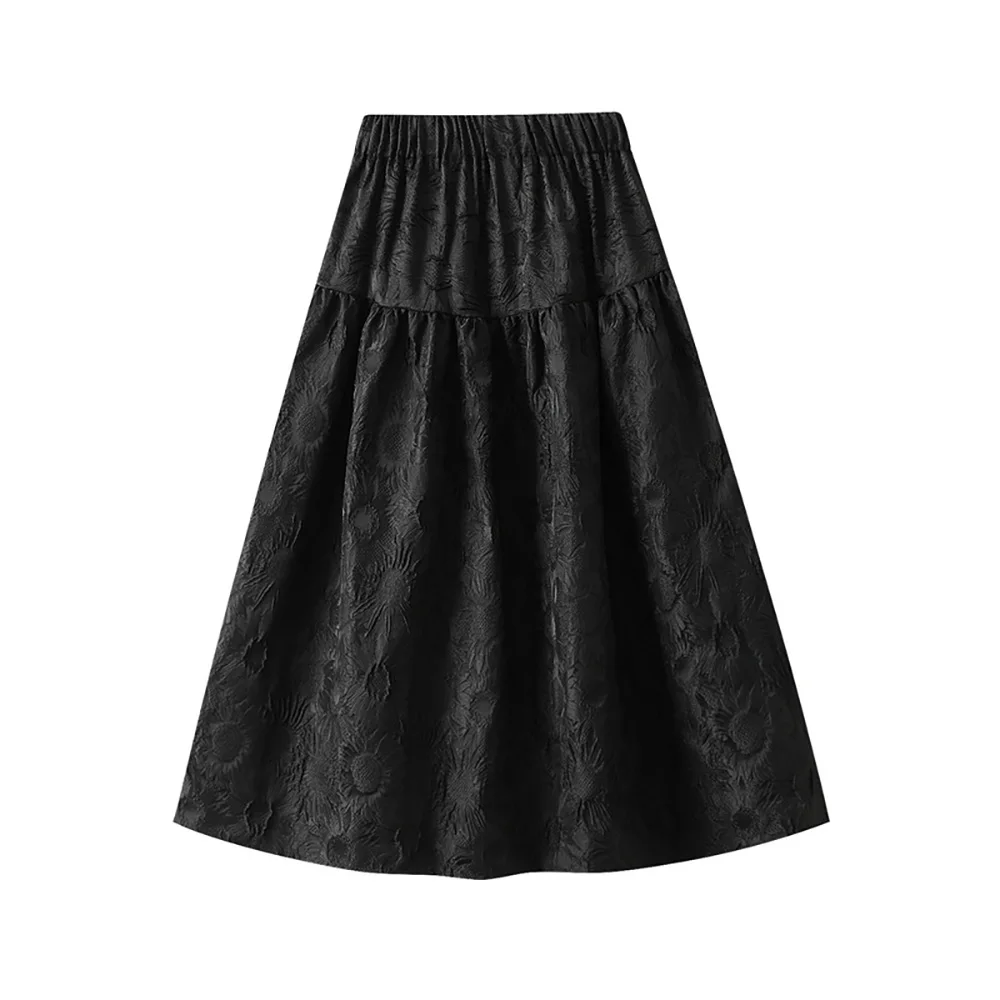 Женская жаккардовая Юбка-миди с цветочным принтом и завышенной талией