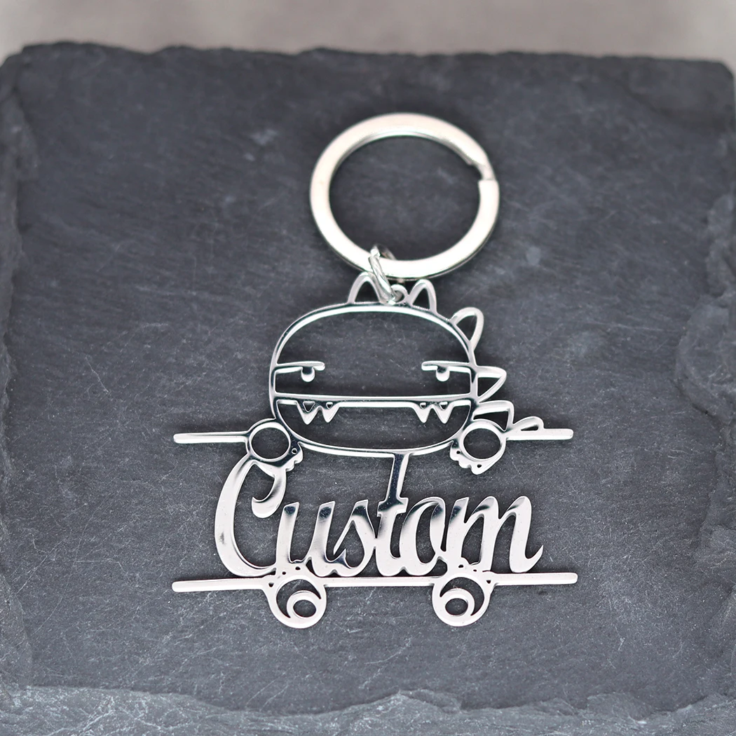 Модный мультяшный животное индивидуальный брелок с гравировкой имени