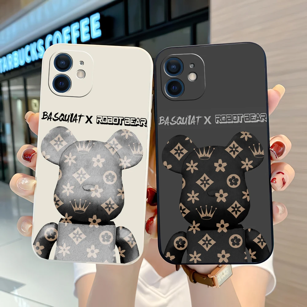 

Hot Mechanical Bear For Apple iPhone 11 12 13 Pro 12 13 Mini X XR XS Max 5 6 7 8 Plus Phone Case Liquid Silicone Cover Fundas