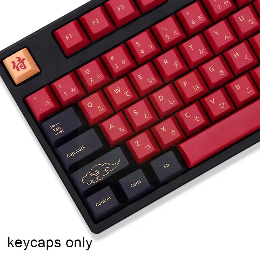 

129 Keys Red Samurai Keycaps Pbt Material Keycap Height Keycap Keyboard Mechanical H5a4