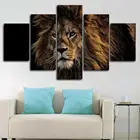 5 панельных холщовых картин с изображением Льва животных теней короля джунглей, настенный плакат, домашний декор, HD печать, 5 шт., картины для декора комнаты