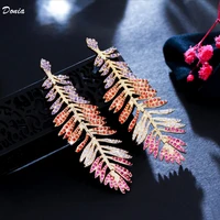 donia jewelry new fashion luxury temperament exaggerated leaf earrings with aaa zircon womens tassel feather earrings
