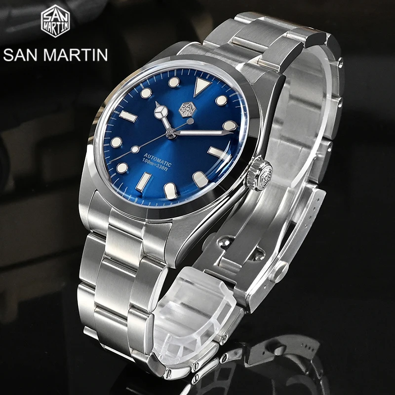 

Часы San Martin Мужские механические, люксовые спортивные автоматические механические наручные часы с сапфировым стеклом, 38 мм, для скалолазания, 10 бар