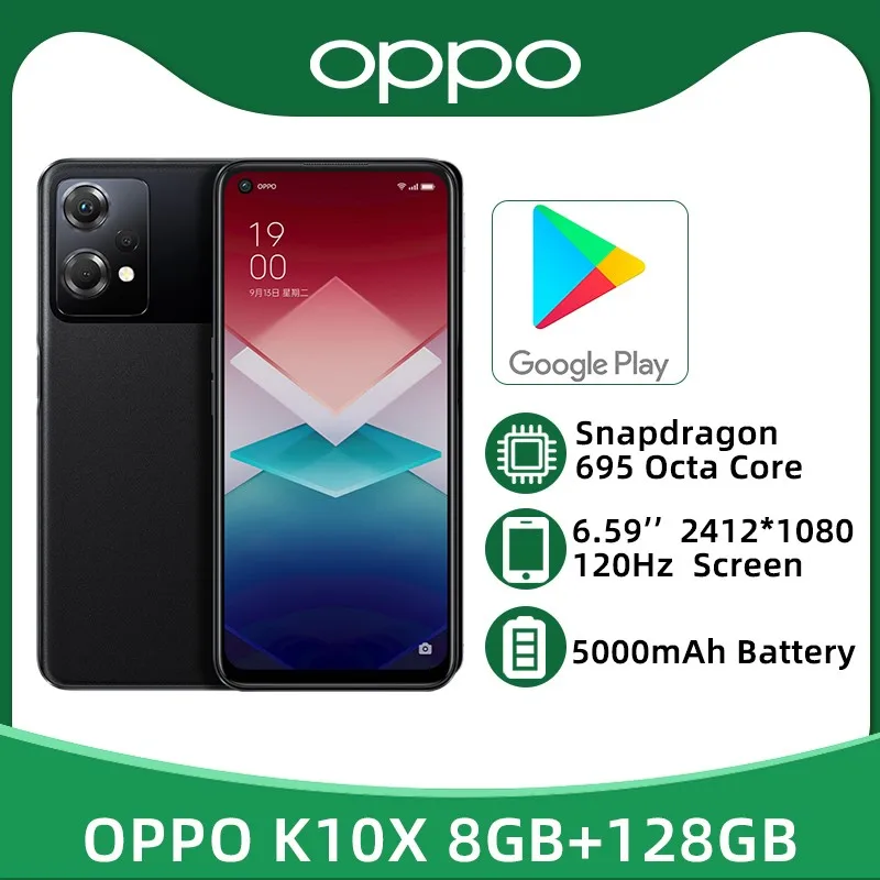 

OPPO K10x 5G Snapdragon 695 Octa Core 6,59 дюйма 120 Гц Дисплей 64-мегапиксельная камера 5000 мАч 67 Вт Зарядное устройство