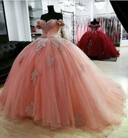 sexy off the shoulder pink quinceanera dresses for 16 year glitter sequins puffy princess masquerade gowns long prom party gown