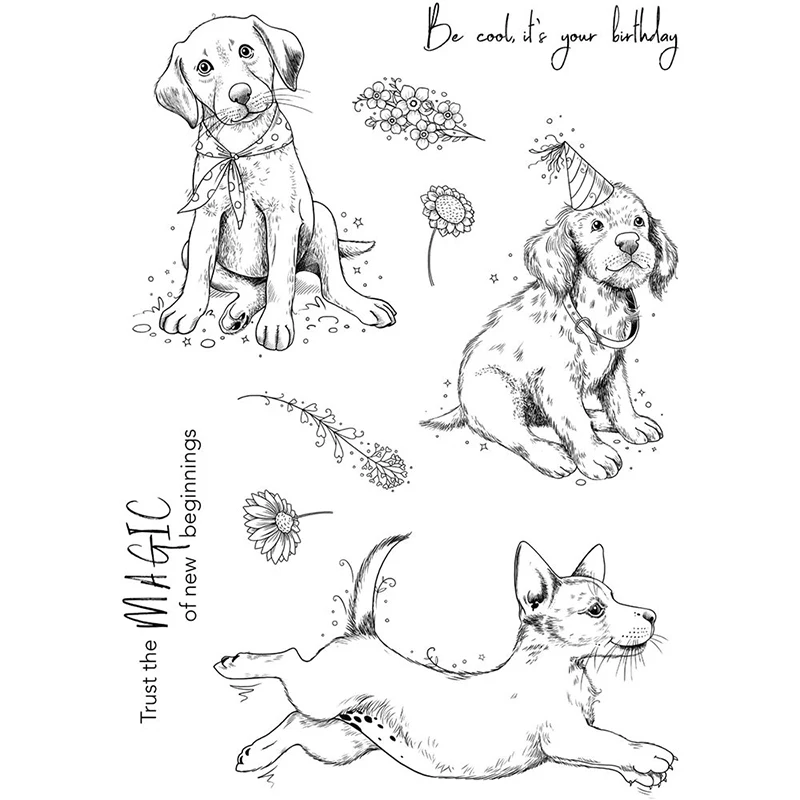 

Trust The Magic Stamp Rubber Clear Stamp Bark Puppy Dog Seal Scrapbook Photo Album Decorative Card Making Clear Stamps