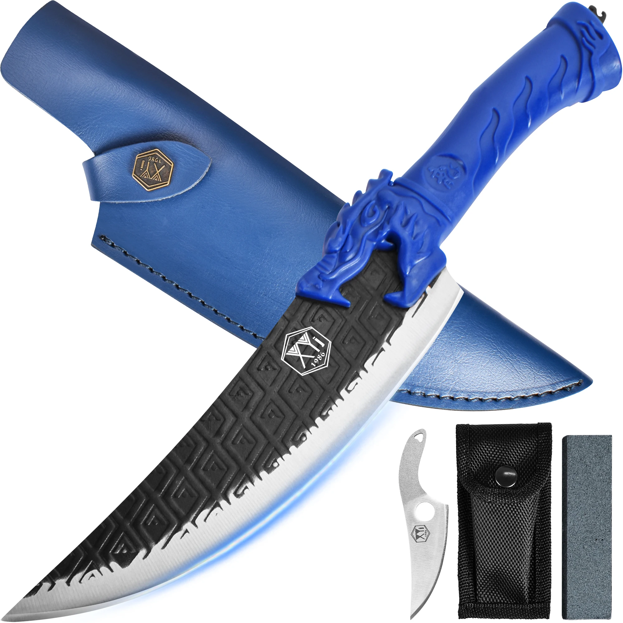 

XYj Chef Knife Kitchen Cutlery High Carbon Steel 8Inch Forged Hammered Pattern Sharp Blade Slicing Filleting Boning Knife Sheath