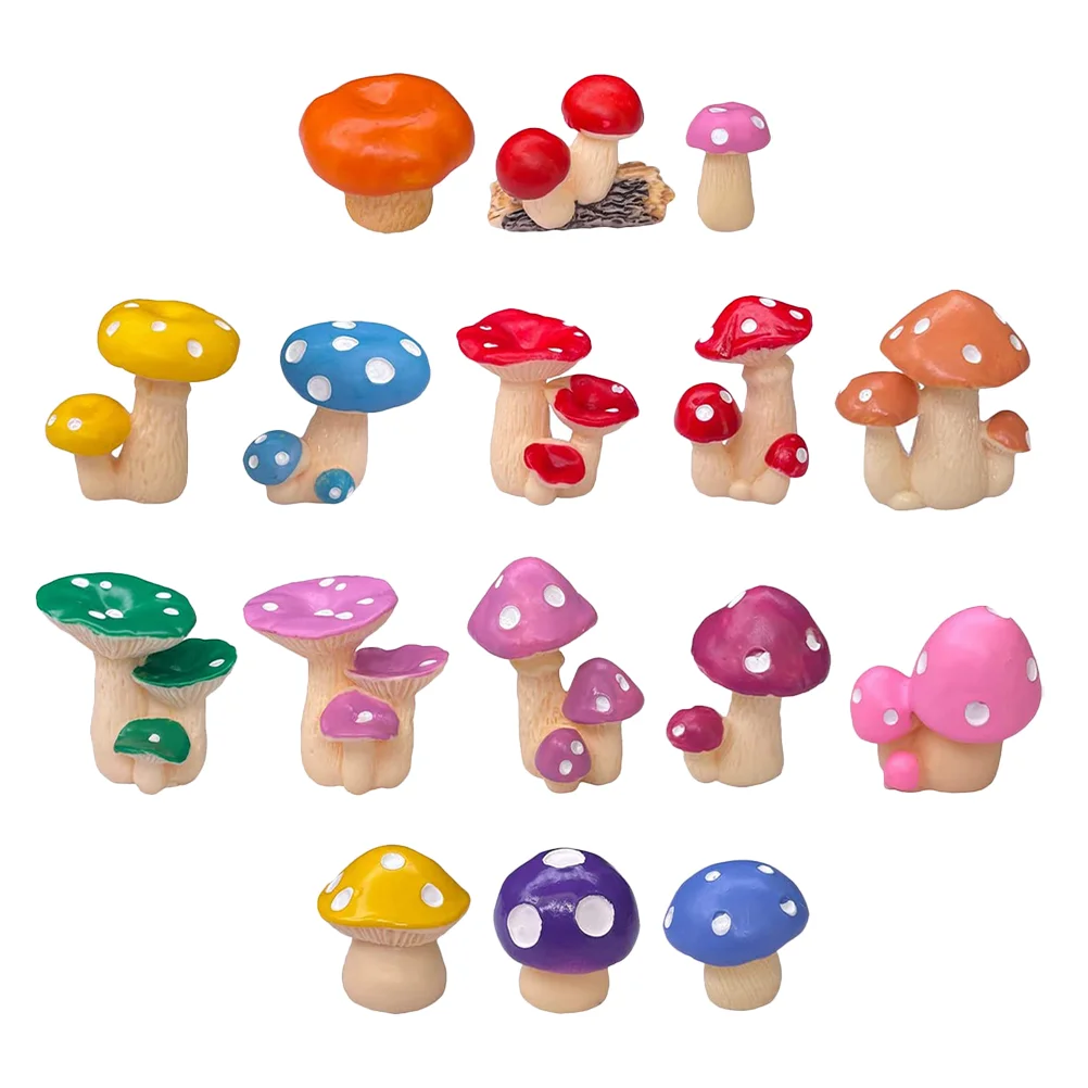 

Mushroom Ornament Landscape Figurines Resin Micro Miniature Mini Statue Garden Ornaments Terrarium Decoration Tiny