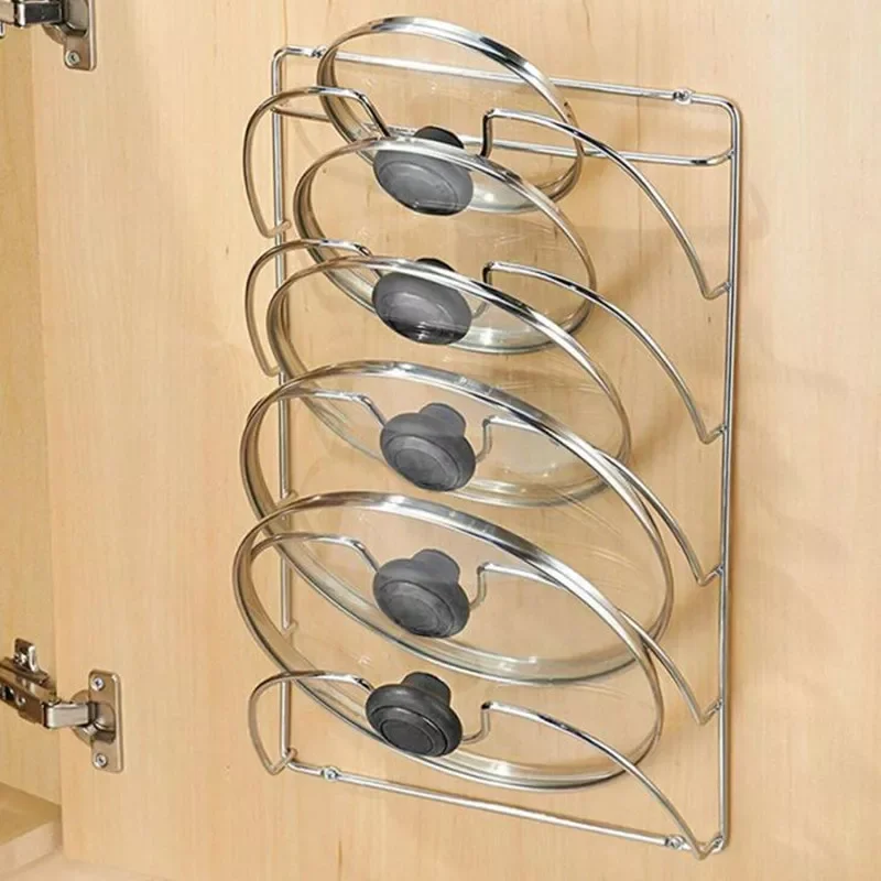 

2022New MOM'S HAND Kitchen Tool 5 Layer Anti-fall Metal Drying Pan Pot Rack Cover Lid Rest Stand Spoon Holder
