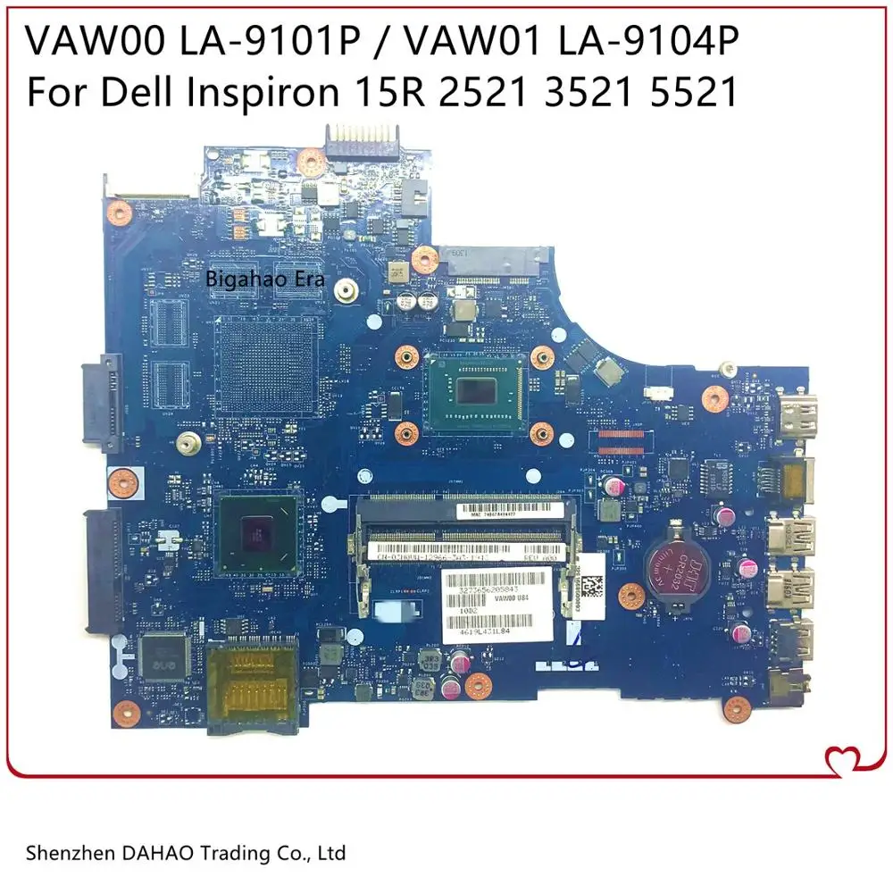 VAW01 LA-9101P VAW00 LA-9104P For DELL Inspiron 15R 2521 3521 5521 Laptop motherboard With (Pentium cpu 1007U 1017U ) 100% Test