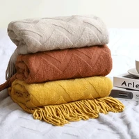 elegant nordic blankets tassel knitted sofa cover home decorate bedsheet throw blanket cashmere khaki tapestry for summer elegan