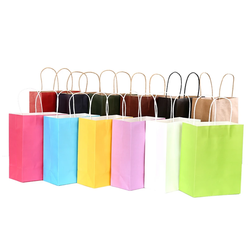 10/30/80pcs kraft paper bag with handles Festival gift bag for Christmas Wedding Birthday High Quality shopping bags