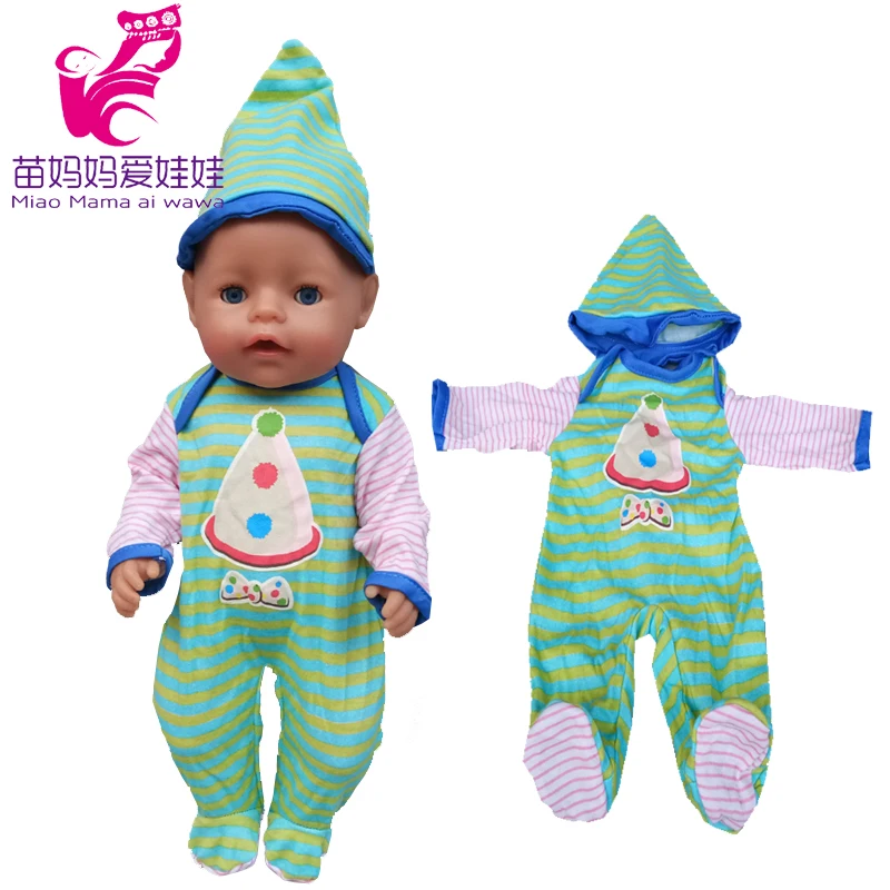 

40cm 43cm Baby Doll Boy Rompers Dark Blue Clothes for Baby New Born Doll Pajama Children Girl Toys Outfits