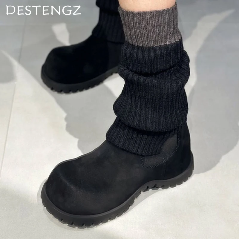 Замшевые женские ботильоны на плоской подошве модная повседневная обувь зимние