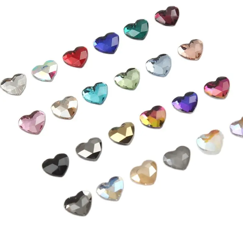 New 23 Color Flatback Nail Rhinestones 5.5x6MM Heart 30/100Pcs Apply To DIY Manicure Ornament Accessories Gems images - 6