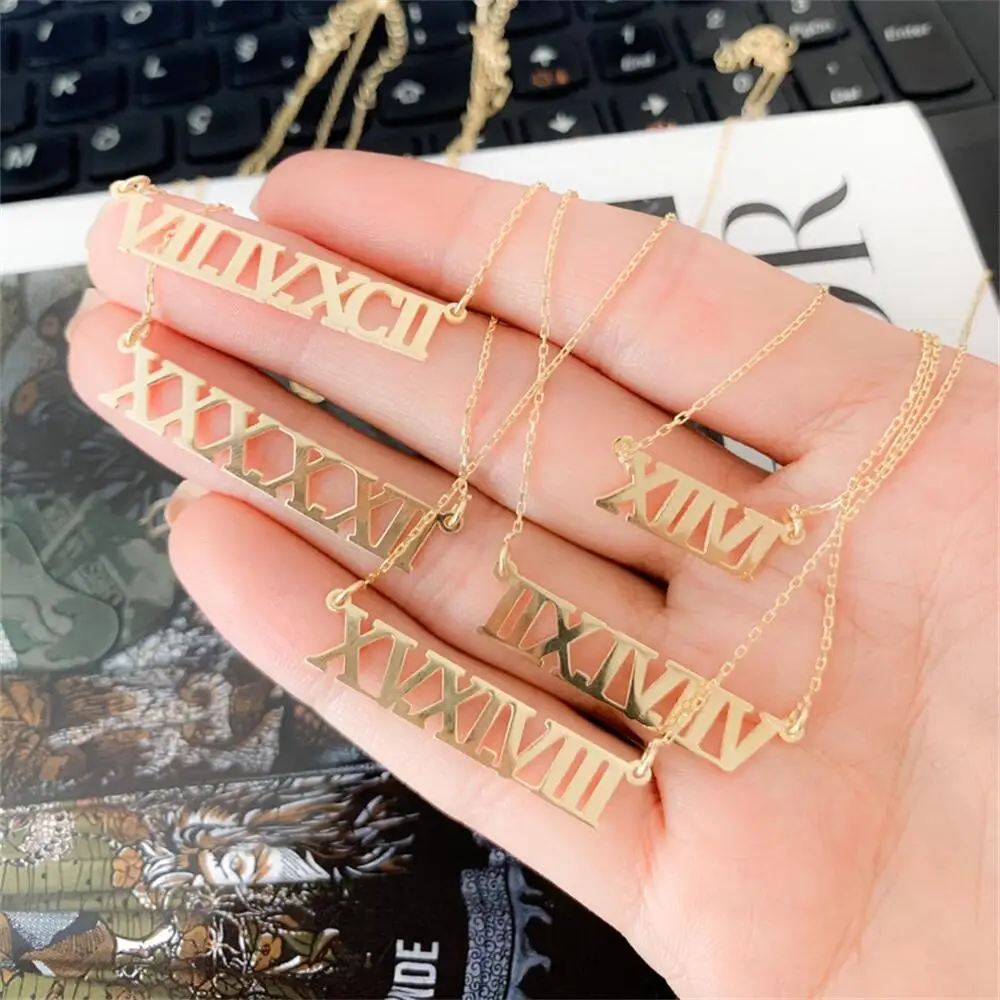 Ожерелье с римскими цифрами и датой персональное Колье со специальным днем