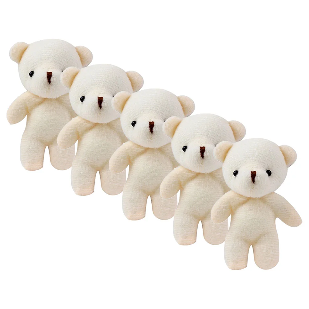 

5pcs Plush Cartoon Bear Pendant Bag Hanging Ornament Stuffed Bear Keychain Pendant