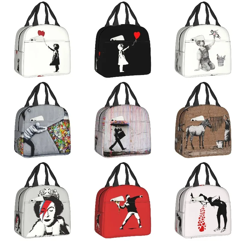 

Banksy Balloon Girl Print Thermal Insulated Lunch Bag Women Kids Portable Lunch Box for Work School Travel Picnic Food Tote Bags