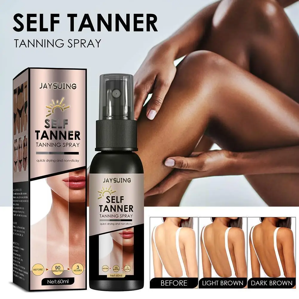 

60ml Sunless Self Tanning Spray Long Lasting Fake Tan Sexy Tanner Bronzer Foundation Face Self Body Solarium Makeup Cream S X7C0