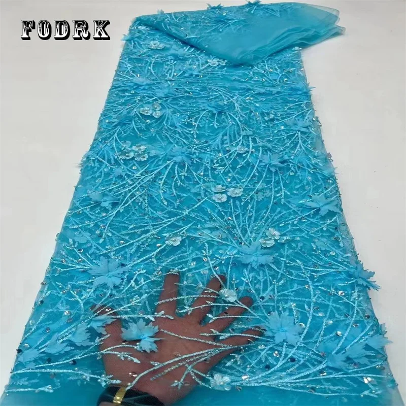 

Nigerian 3D Groom Lace Fabrics 2023 High Quality French Lace Fabric For Wedding Dress 5 Yards African Lace Fabric CD