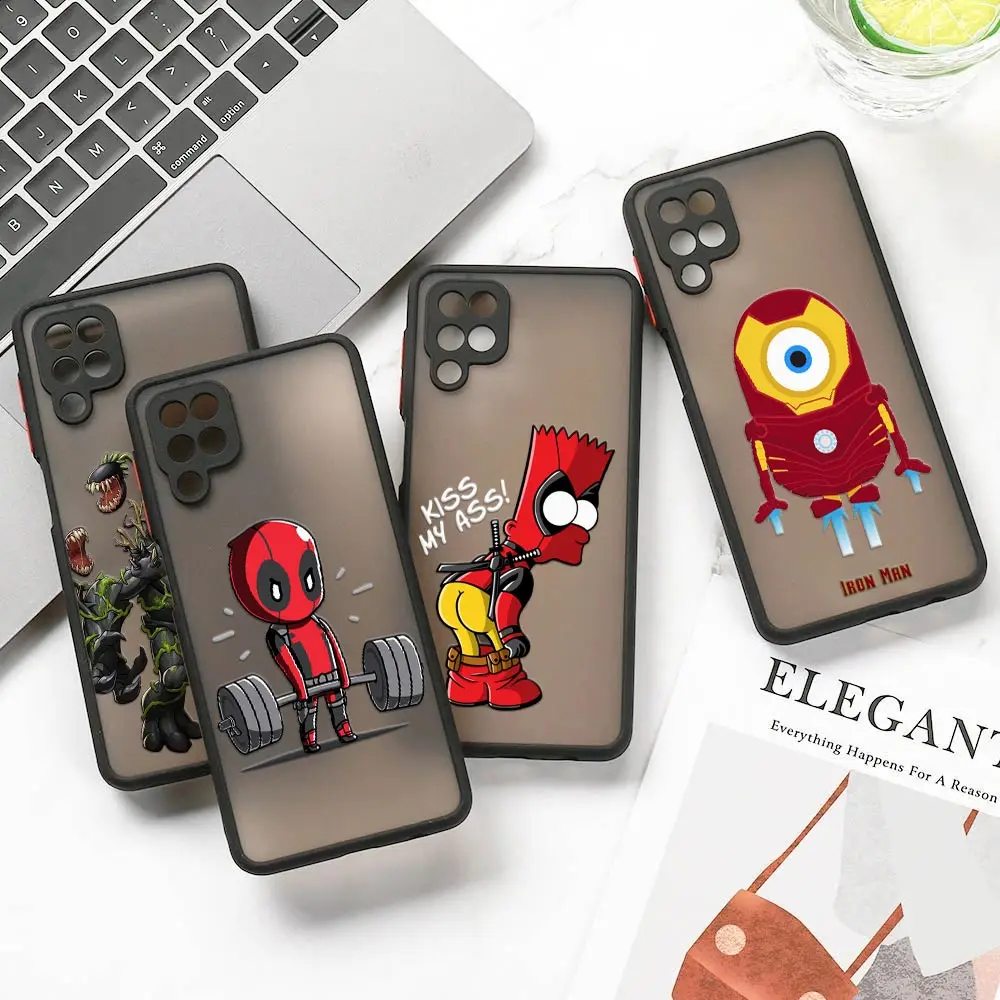 

Cartoon Ironman Deadpool Marvel Fundas For Samsung A50 A30S A30 A20 A70 A7 Cover Note 20 Ultra M30s M21 M32 M51 Matte Clear Case