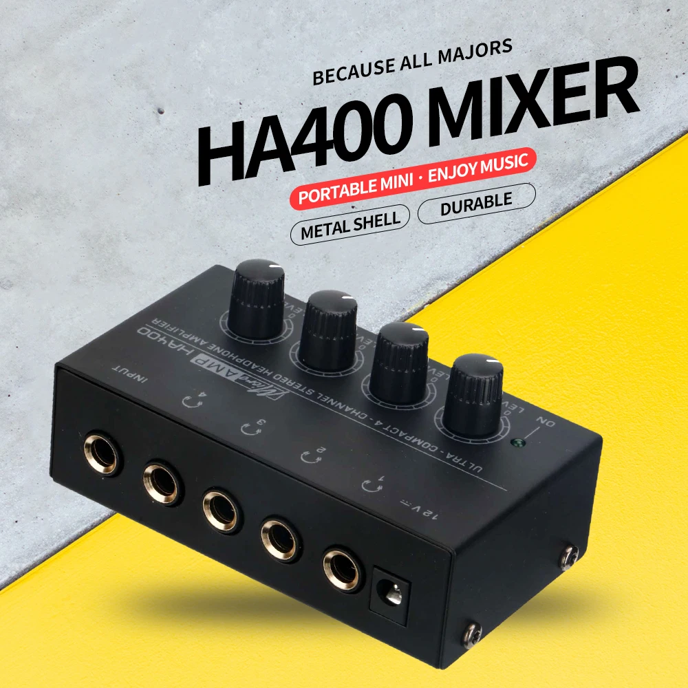 HA400 4 Channels Stereo Headphone Amplifier/Headphone distributor Ultra-Compact Mini Eu/US Plug,for Music Mixer Recording