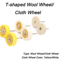1pc shank diameter 3mm t shaped wool wheel whiteyellow cloth wheel diameter 50mm for sanding and polishing