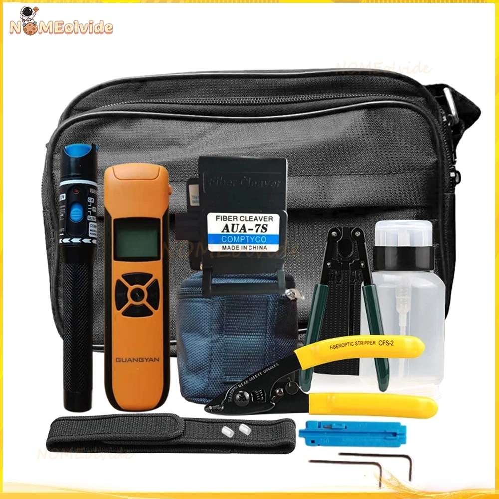 

Wholesale Price 15pcs/Set FTTH Fiber Optic Tool Kit with Fiber Cleaver -70~+3dBm Optical Power Meter Visual Fault Locator 5km