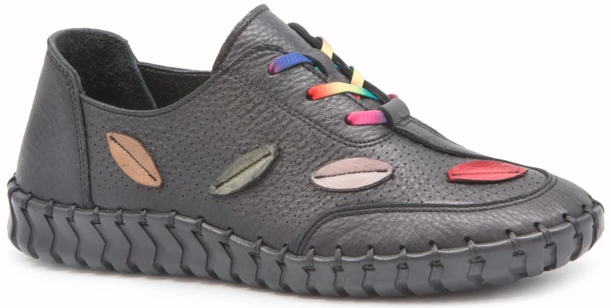 

Gedikpaşalı Ppt 22Y 8657 Black Summer Women Shoes Casual Genuine Cow Leather Lace-Up Comfortable Soft Flexible Base With Flower Pattern