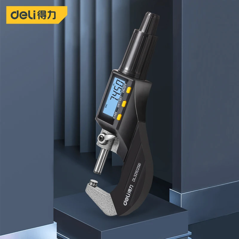 

0-25/25-50mm High Precision Digital Outer Micrometer Uniform Torque One-button Switch Between Metric and Inch Measuring Tools