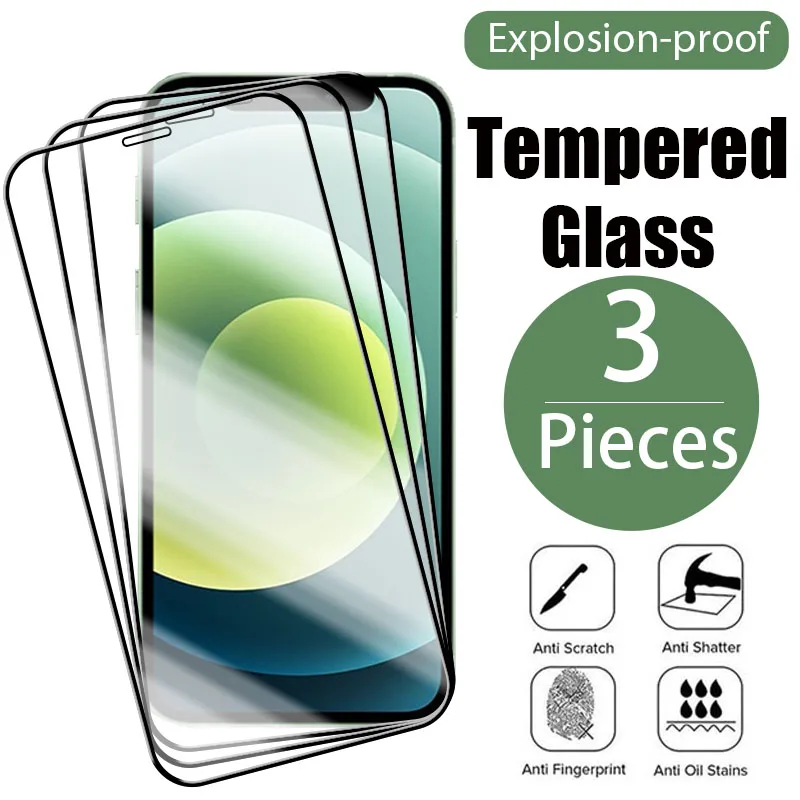 

3PCS Full Cover Screen Glass for IPhone 11 13 12 Pro Max 8 7 6 Plus Screen Protector for IPhone 13 Mini XR Xs Max SE 2020 Glass