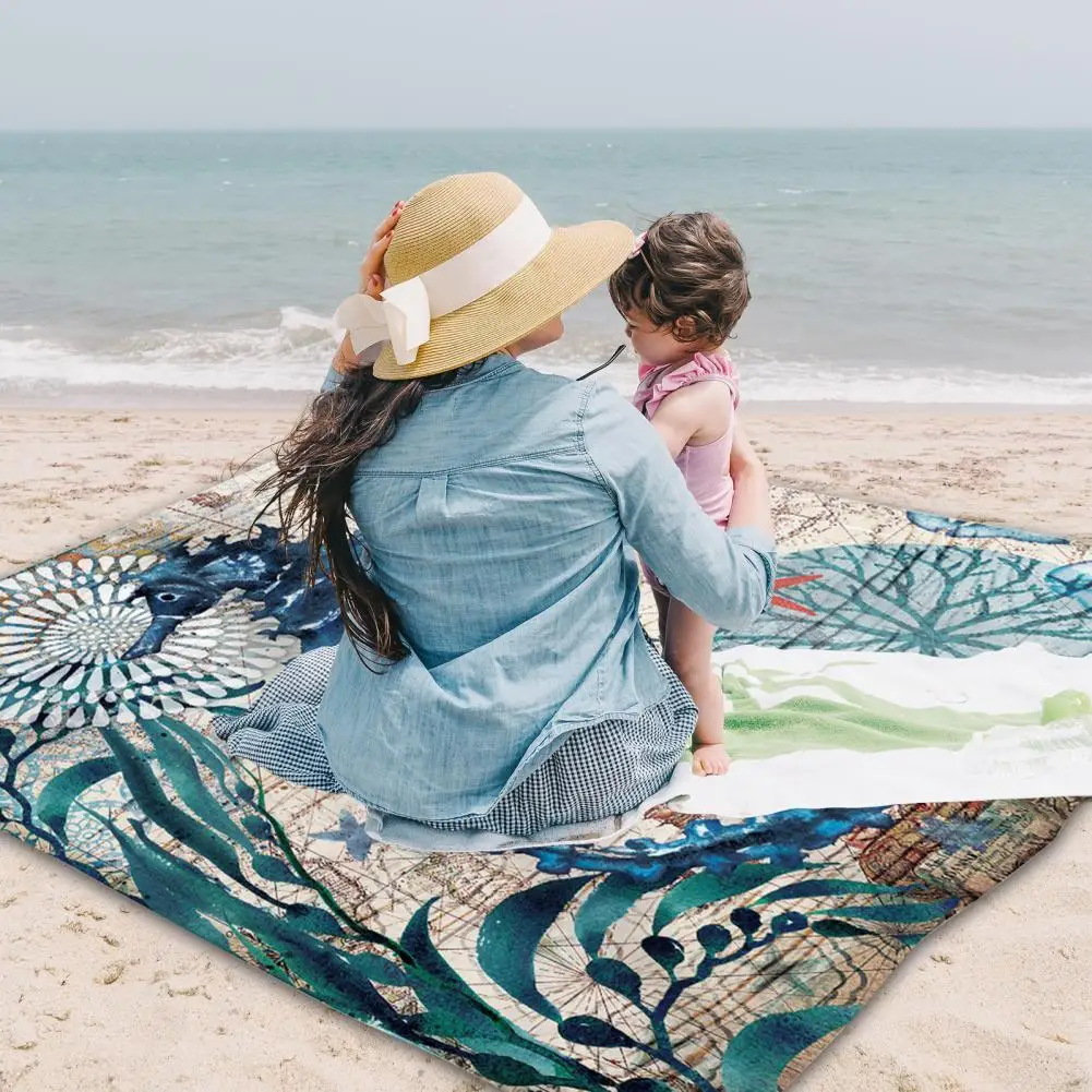 

Convenient Beach Mat Tear-resistant Ultralight Camping Mat Classic Seahorse Printing Camping Mat for Hiking Camping Mat