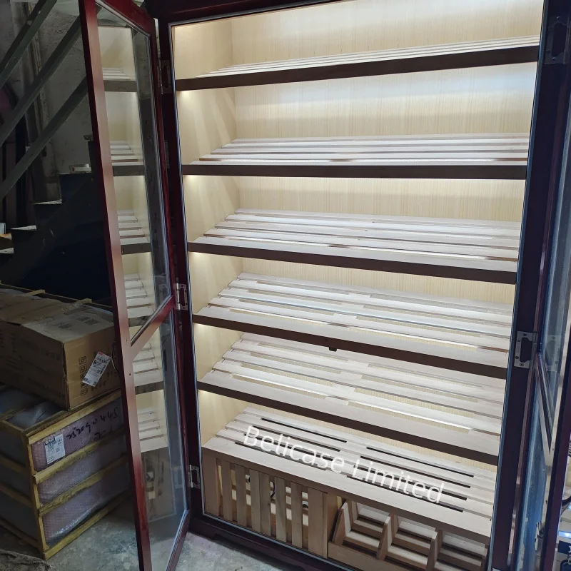 На заказ вишневый шкаф для сигар витрина с испанским кедровым дизайном магазина