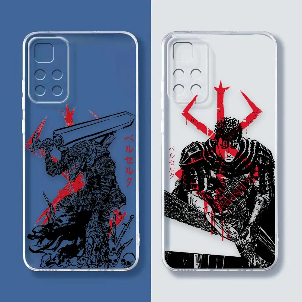 

Clear Phone Case For Redmi K60 K50 K40 K40S K30 K20 12C 10X 10A 9T 9 8 CC9 CIVI 2 Pro Case Shell Anime Berserk Guts Lnk Painting