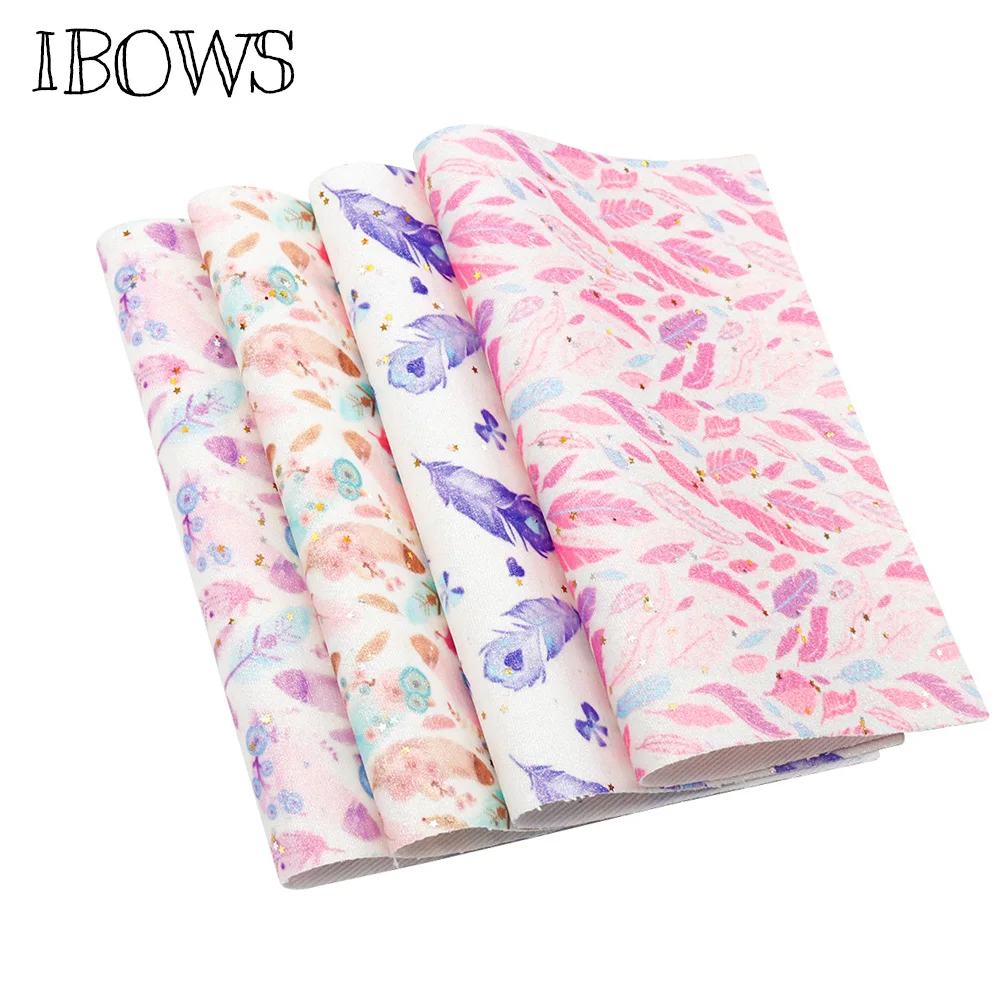 

22*30cm Glitter Leather Fabric Feathers Shiny Stars Sequins Patchwork DIY Girl's Accessories Fabric Handmade Phone Case Material