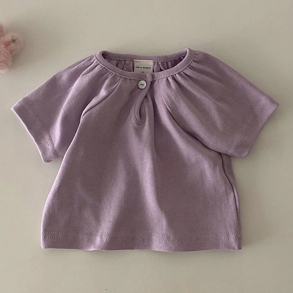 

Baby Girl Cotton T-shirt Summer Solid Color Casual Kids Boutique Clothes First Birthday Princess Infant Tops Tees